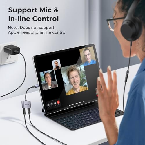 UGREEN USB C to 3.5mm Audio and Charger Adapter 2 in 1 | 24bit/96kHz,Type C to Aux Headphone Jack with PD 60W Charging Dongle for Earbuds Compatible with iPhone Galaxy iPad Switch 2