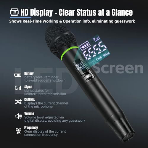 Wireless Karaoke Microphone with RGB LED, 2-Pack