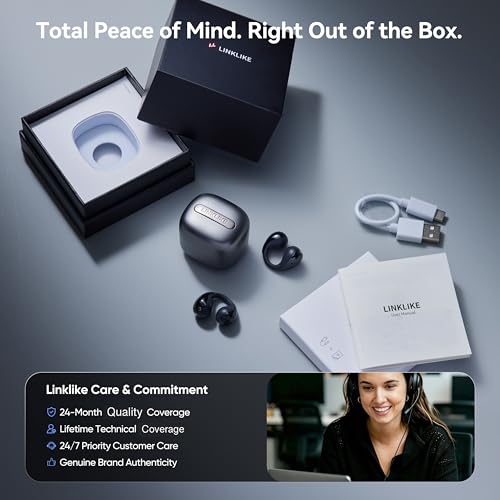 Linklike Air Open Ear Clip-on Earbuds｜Zero-Gravity Wearable Tech｜Butterfly - color: Space Gray