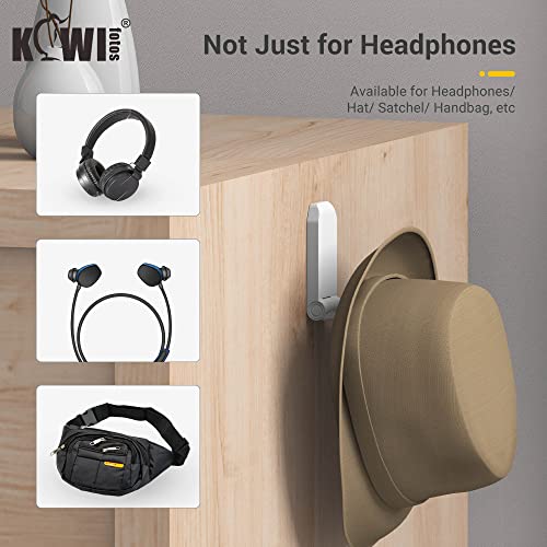 KIWIFOTOS 2 Pack Adhesive Desk Headphone Hanger, PC Gaming Headset Holder Stand, Adhesive Holder Mount for Wall, Foldable Headphones Hook Mount Under Desk - White,Two Pack - color: 2PC Adhesive White