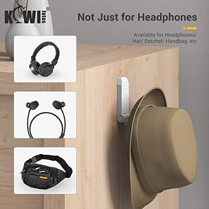 KIWIFOTOS 2 Pack Adhesive Desk Headphone Hanger, PC Gaming Headset Holder Stand, Adhesive Holder Mount for Wall, Foldable Headphones Hook Mount Under Desk - White,Two Pack - color: 2PC Adhesive White