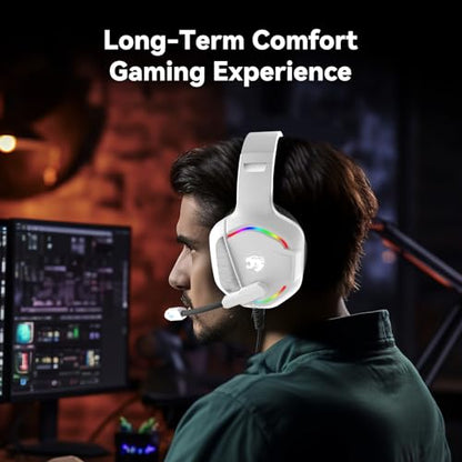IMYB A36 Gaming Headset with Mic Stereo Headphones for Pc, PS5, Xbox - color: White