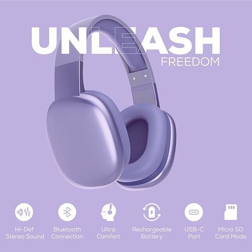 Gabba Goods Platinum Vibe Over-Ear Bluetooth Headphones - color: Lavender