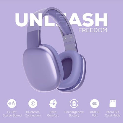 Gabba Goods Platinum Vibe Over-Ear Bluetooth Headphones - color: Lavender