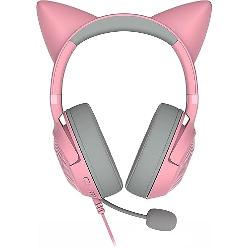 Razer Kraken Kitty V2 USB Wired Headset, Chroma RGB Kitty Ears, Pink | Stream Reactive Lighting, HyperClear Cardioid Mic, 40 mm Drivers, 7.1 Surround Sound, Comfortable Ear Cushions - color: Quartz Pink
