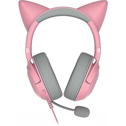 Razer Kraken Kitty V2 USB Wired Headset, Chroma RGB Kitty Ears, Pink | Stream Reactive Lighting, HyperClear Cardioid Mic, 40 mm Drivers, 7.1 Surround Sound, Comfortable Ear Cushions - color: Quartz Pink