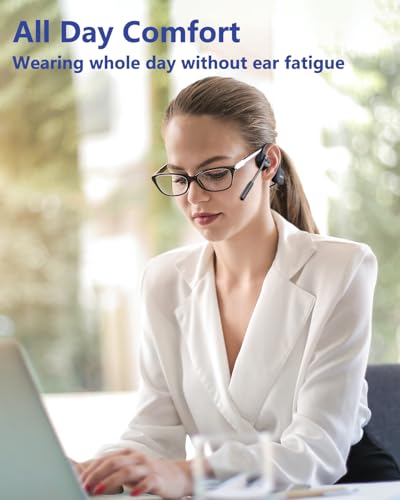 Bluetooth Headphones with Mic Open Ear Headphones Bluetooth 5.2 Headset with Dual CVC8.0 and ENC Noise-canceling Microphones Bone Conduction Headphones Computer Earphones, 8Hrs Battery - color: Black Q3pro