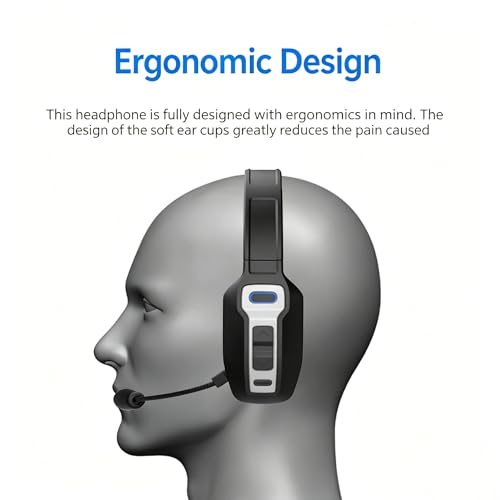 Black Single Ear Bluetooth Headset, Lightweight Comfort Business Earpiece with Noise Canceling Mic, Hands-Free Mono Headphone for Office, Driving, Conference Calls - color: Black