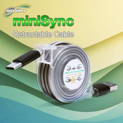 BoxWave Cable Compatible with Audio-Technica ATR2100x-USB - miniSync - USB-A to USB Type-C, Retractable Cable 5 Pre-Set Lengths Avoid Tangles