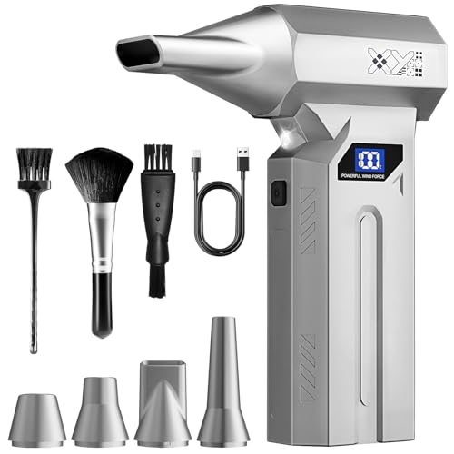 Compressed Air Duster, 150000RPM Powerful Electric Air Duster, 4-Gears Adjustable Cordless Air Blower with LED Light, Rechargeable Dust Blower for Computer, Keyboard,Home and Car