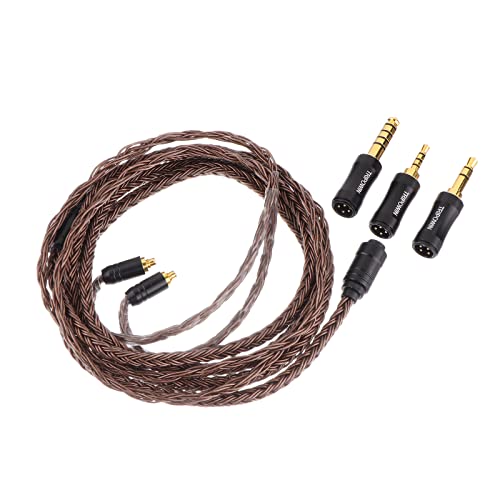 Linsoul Tripowin Amber 32AWG OFC Oxygen Free Cable HiFi IEM Cable with Interchangeable 2.5mm/3.5mm/4.4mm Plug, PVC Sleeve Replacement Cable for Audiophile(MMCX) - size: MMCX