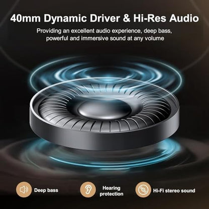 Wireless Over-Ear TV Headphones for Seniors with ANC, Bluetooth 5.3 & 3-in-1 Transmitter (USB/RCA/AUX) for Non-Bluetooth TVs, 35H Playtime, 220g Lightweight Foldable, Gifts for Elderly Parents
