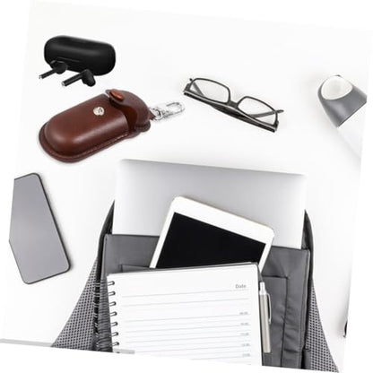KALLORY Earbuds Storage Bag for in-Ear Headphones 3I, Waterproof Holder with Anti-Lost Scratch-Proof Dark Brown Cover for Travel and Daily Use