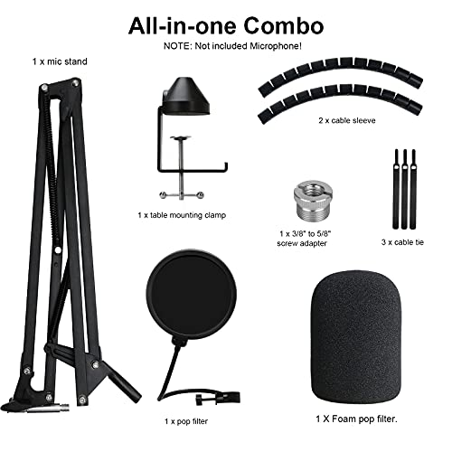 Rode Podmic Stand with Microphone Windscreen and Dual Layered Mic Pop Filter for Rode PodMic Podcasting Microphone by YOUSHARES