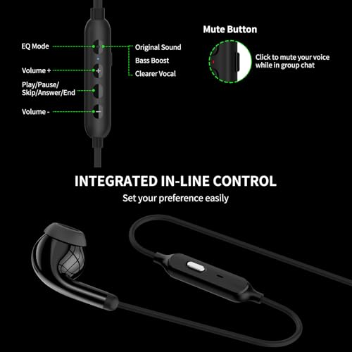 APETOO USB Earbuds Computer Headphones with 2 EQs -Bass Boost & Clear Vocal | Wired Earphones Mic & Volume Control, Mute Button, HiFi Stereo, 7.5ft Long Cord USB-A Ear Buds for Dell HP Surface PC Office