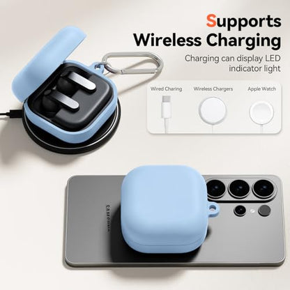 Inesore for Galaxy Buds 4 Pro & Galaxy Buds 4 Case (Sky Blue) | Skin Friendly Silicone Material, with A Multifunctional Cleaning Pen Tool and Keychain, Scratch Resistant, Slip Resistant - color: Sky Blue