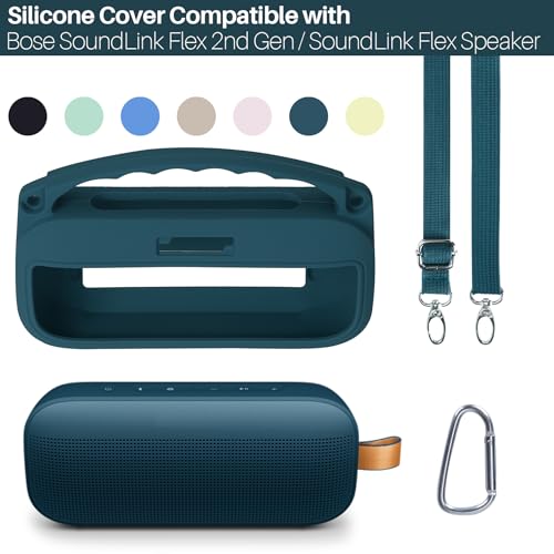 Lebakort 2nd Gen Silicone Cover Compatible with Bose SoundLink Flex 2nd Gen/Bose SoundLink Flex Portable Speaker (Twilight Blue Cover) - color: Twilight Blue Cover