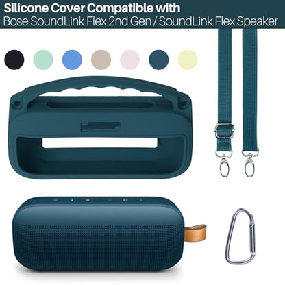 Lebakort 2nd Gen Silicone Cover Compatible with Bose SoundLink Flex 2nd Gen/Bose SoundLink Flex Portable Speaker (Twilight Blue Cover) - color: Twilight Blue Cover