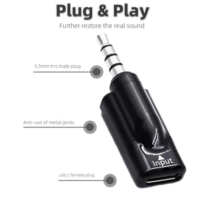 Poyiccot USB C to 3.5mm AUX Adapter 1-Pack, USB Type C Female to 3.5mm Male Aux Adapter, HiFi Audio Headphone Jack Res16bit/48kHz DAC Stereo Plug for iPhone 15, MacBook, Car Headphone, Black - style: 1 Pack Male to Female Black