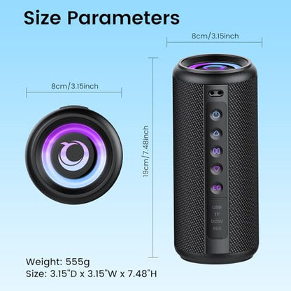 Portable Bluetooth Speaker, 2026 Bluetooth 5.4 Wireless Speaker with 20W HD Loud Stereo Sound, TWS Pairing, 20H playtime, RGB Lights, IP7, Built-in Mic, for Outdoor, Home, Beach, Party, Gift, Black - color: Dark Black