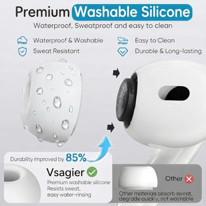 4 Pairs Replacement Ear Tips Buds for AirPods Pro 1st/2nd Gen, White - color: White