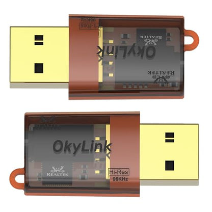 OkyLink USB to 3.5mm Audio Adapter, 96kHz Hi-Res DAC, Plug and Play,2-Pack | External Sound Card, TRRS 4-Pole, Realtek DAC Chip, Compatible with PS5/PS4, Windows, Mac - size: 2 Pack