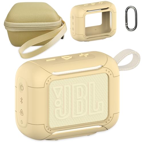 Protective Case for JBL Go 5 Portable Bluetooth Speaker | Accessories Hard Carrying Case and Silicone Cover with Metal Carabiner (Yellow Case) - color: Yellow Case