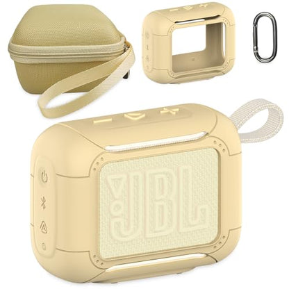 Protective Case for JBL Go 5 Portable Bluetooth Speaker | Accessories Hard Carrying Case and Silicone Cover with Metal Carabiner (Yellow Case) - color: Yellow Case