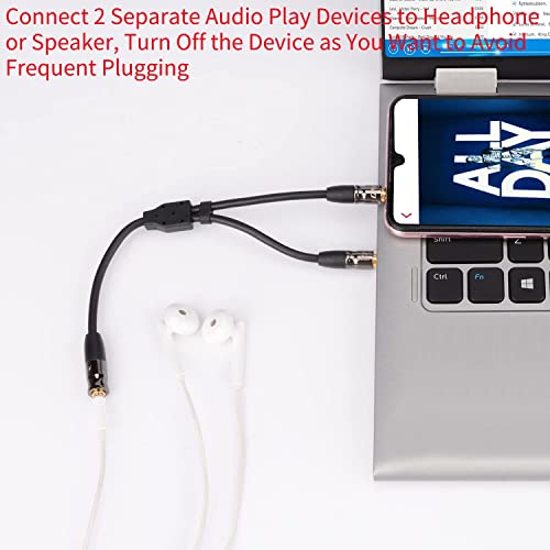 J&D 3.5 mm to 2X 3.5 mm Cable, Gold Plated Joint Copper Shell Heavy Duty 3.5mm 1/8 inch TRS Female to Dual 3.5 mm 1/8 inch TRS Male Y-Splitter Stereo Audio Adapter Cable, 6.6 Feet - size: 6.6 Feet