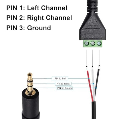 Poyiccot 3.5mm Screw Terminal Connector Cable, 3.5mm(1/8inch) Stereo Audio Balanced Male Jack to AV 3 Pin Screw Terminal Adapter Cable 30cm(1/8inch TRS)