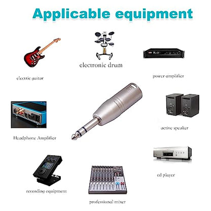 2 Pack 1/4 TRS to XLR Adapter, Balanced Quarter Inch 6.35mm Male to XLR Male Adapter for Mixer, Microphone - color: 1/4 To XLR Male