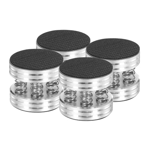 MECCANIXITY 4 Pcs Subwoofer Isolation Pad, 45x40mm Speaker Isolation Pad Feet Speaker Spikes Turntable Audio Studio Monitor Isolation Pad for Audio Equipment, Silver