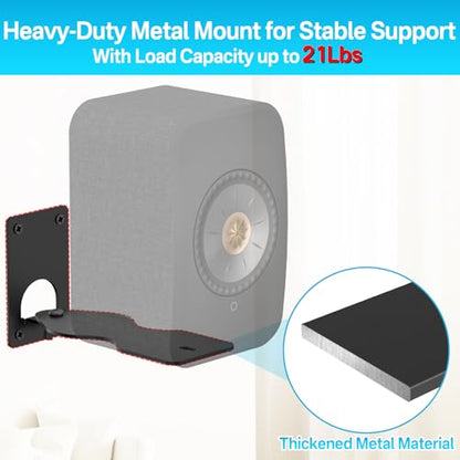 Aiweiwa Heavy-Duty Speaker Wall Mount for KEF LSX II Speakers Mount Wall Bracket - Space Saving Wall Speaker Mount for KEF LSX II Wireless HiFi Speakers Bracket with Cable Clips, Black