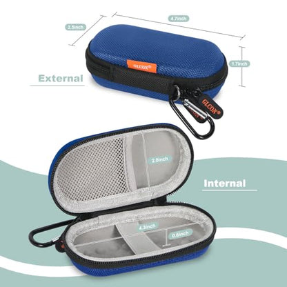 Blue Mini Earbud Case, Small Oval Hard Shell Carrying Pouch Bag - color: Blue