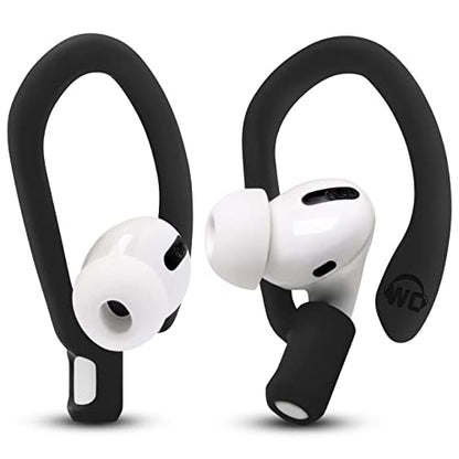 WC HookZ - Patented Upgraded Over Ear Hooks for AirPods Pro 1, 2 & AirPods 1, 2 & 3- Two Size Pairs Included in Package, Unique Left & Right Hook, Made by Wicked Cushions | Pitch Black - color: Black