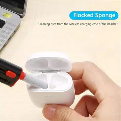 Cleaner Kit for Airpods Pro Series - Multi-Function Cleaning Pen Tool for Earbuds 3 2 1 Headphone iPhone Camera Electronic Devices, with Soft Brush Flocking Sponge, White