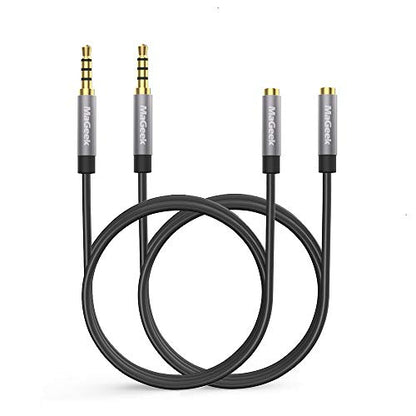 MaGeek 3.5mm Audio Aux Extension Cord, (2-Pack, 6.6 ft / 2.0m) TRRS 4-Pole Headphone Cable Male to Female Auxiliary Extension Adapter Compatible with Beats, iPhone, iPad, Car Audio and More(Black) - size: 2-Pack_6.6ft