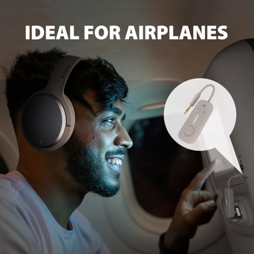 Avantree Sky Eon - ANC Travel Headphones with Airplane Adapter | Use on flights and phones with the included wireless adapter, active noise.