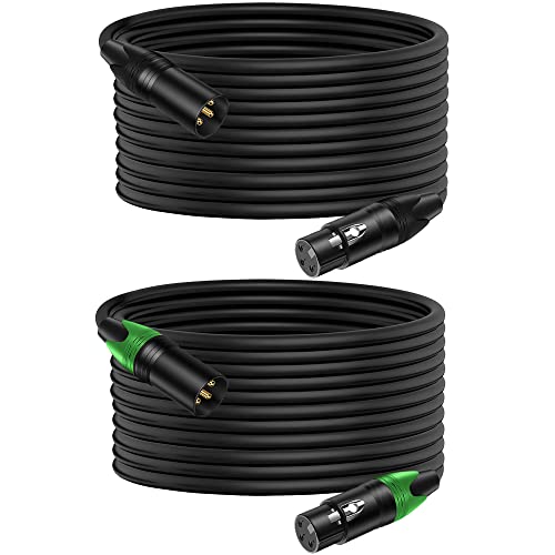 LanSenSu XLR Microphone Cable 50 ft 2 Pack, Gold-Plated 3-Pin Speaker Cable Male to Female Balanced Mic Cable - size: 50ft-2pack