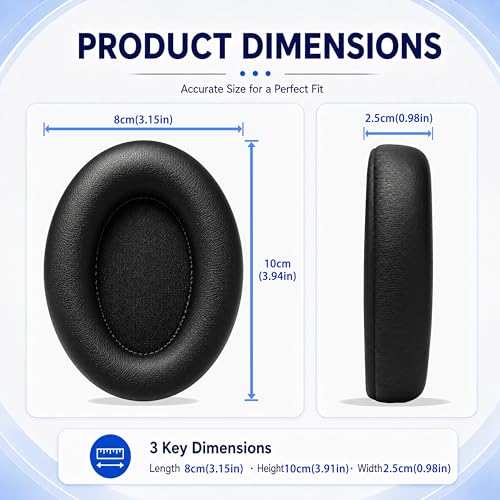 Replacement Ear Pads for Sony WH-1000XM3 Headphones, Ear Cushions for WH1000XM3, Extra Thick Earpads, Headphone Pads with Protein Leather＆Memory Foam, Replacement Cushions - color: Black