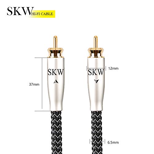 SKW High-End WG Series RCA-to-RCA Digital Coaxial Subwoofer Cable - Premium Hi-Fi Audio Interconnect for Precision Bass Transmission 3.2ft/1M - size: 3.2ft (1m)