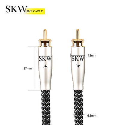 SKW High-End WG Series RCA-to-RCA Digital Coaxial Subwoofer Cable - Premium Hi-Fi Audio Interconnect for Precision Bass Transmission 6.5ft/2M - size: 6.5ft (2m)