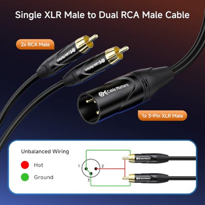 Cable Matters Dual RCA to XLR Stereo Audio Splitter Cable, 6ft - size: 6 Feet
