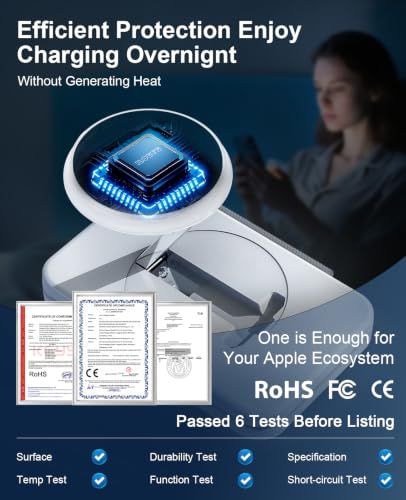 3 in 1 Magnetic Wireless Charger for Apple Multiple Devices, Foldable Fast Charging Station - Magsafe Charger Stand, Travel Charger Pad for iPhone 17 16 15 14 13 12 Series/Apple Watch/AirPods Pro | Magsafe Charger Stand for Multiple Devices, Travel Charge
