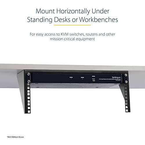 StarTech 5U Vertical Wall-Mount Rack Bracket, 19in, 200lb (RK519WALLV) | Low-profile open-frame L-shaped patch panel bracket, EIA-310, 90kg, Includes cage nuts and screws - size: 5U