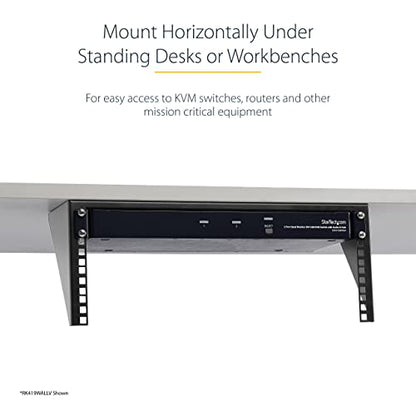 StarTech 5U Vertical Wall-Mount Rack Bracket, 19in, 200lb (RK519WALLV) | Low-profile open-frame L-shaped patch panel bracket, EIA-310, 90kg, Includes cage nuts and screws - size: 5U