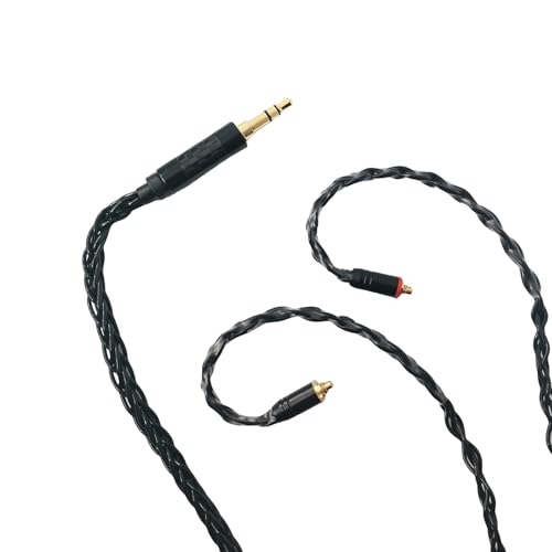 HiFi in Ear Earphone Replacement Cable 8 Core Silver Plated Copper Upgrade Earphone Cable for Shure SE215 SE535 TIN Audio T2 Pro T3(Black, MMCX 3.5MM) - size: MMCX 3.5MM