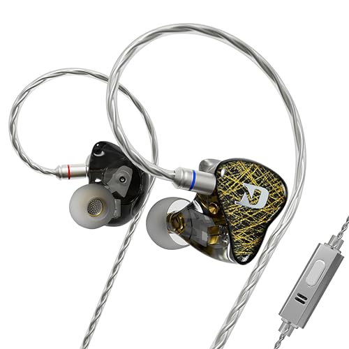 CCA ND 001 4BA+1DD in Ear Monitor, HiFi IEM Earphones, Deep Bass Wired Earphones with Tangle-Free Detachable Cable（with MIC ） - color: Black, size: With Mic