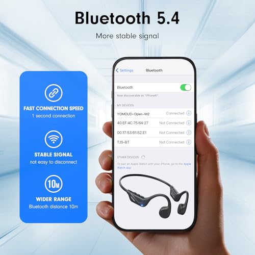 Bone Conduction Headphones, Open Ear Wireless Headphones with Mic | Bluetooth 5.4, 10H Playtime, IPX5 Waterproof, Lightweight Sports Headphones for Running, Workouts and Outdoor Use