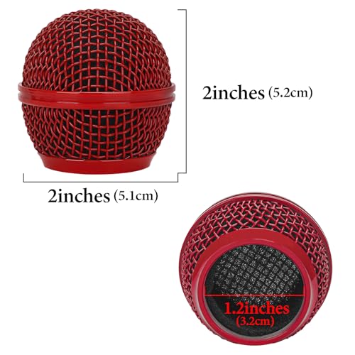GEEKRIA for Creators Microphone Replacement Grille Compatible with Shure BETA 58A, SV100 Mic Head Cover, Microphone Ball Head Mesh Grill, Capsule Parts, Mic Replacement Parts (Red / 2 Pack) - color: Red